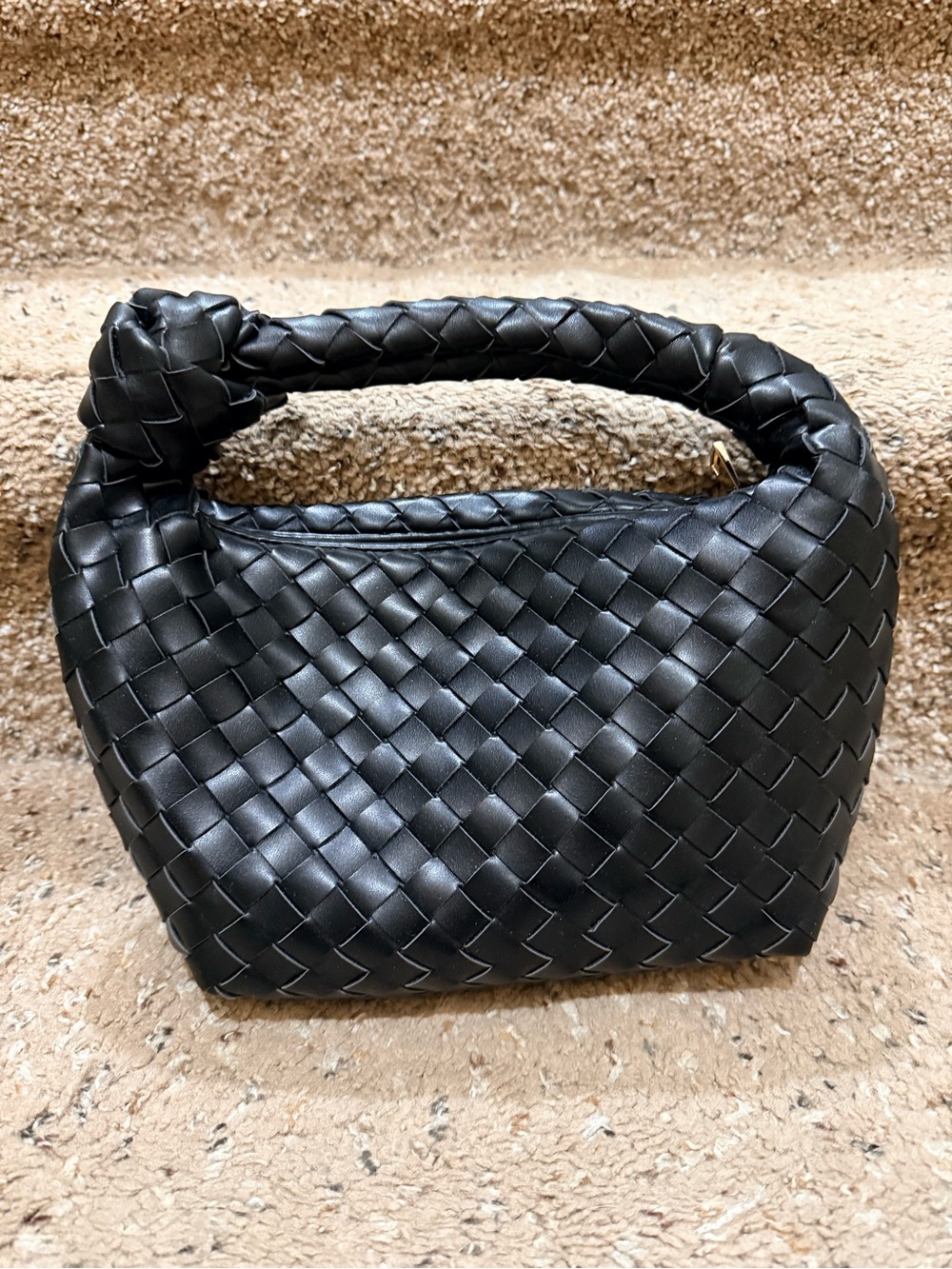 Black Woven Top-Handle Bag